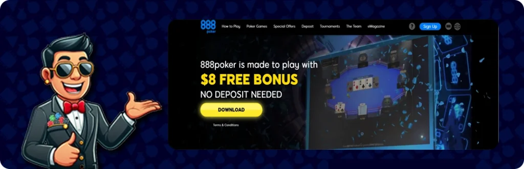 888poker — $8 Free Bonus No Deposit Needed