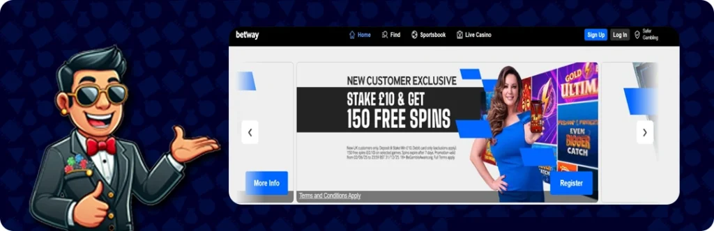 Betway Casino — Stake £10 & Get 150 Free Spins