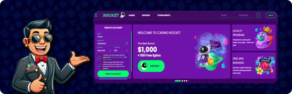 Casino Rocket — $1,000 + 150 Free Spins