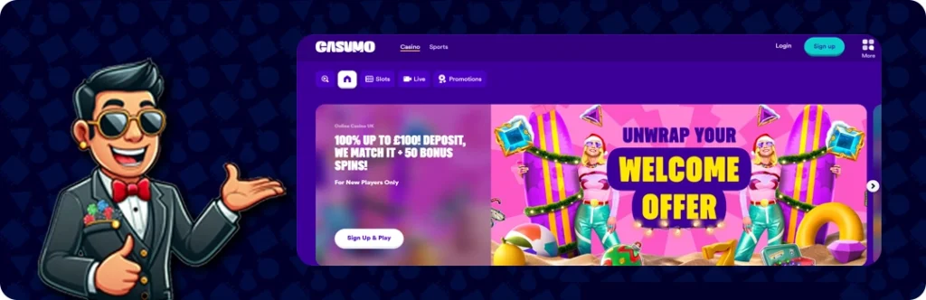 Casumo — 100% up to £100! Deposit + 50 Bonus Spins