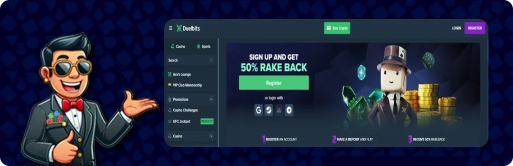 Duelbits — Sign up and get 50% Rake Back