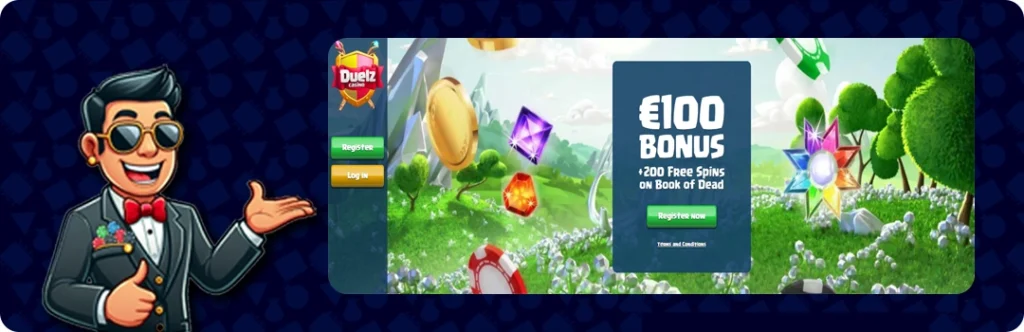 Duelz Casino — £100 Bonus + 200 Free spins