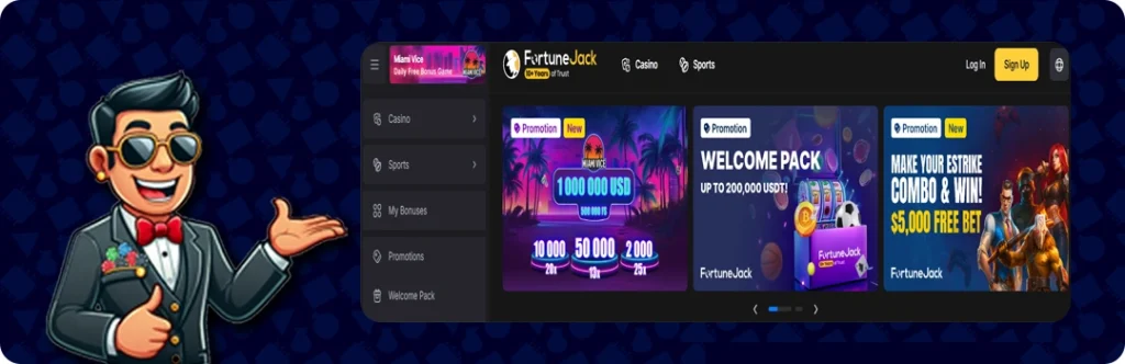 FortuneJack — Welcome pack up to 200,000 USDT