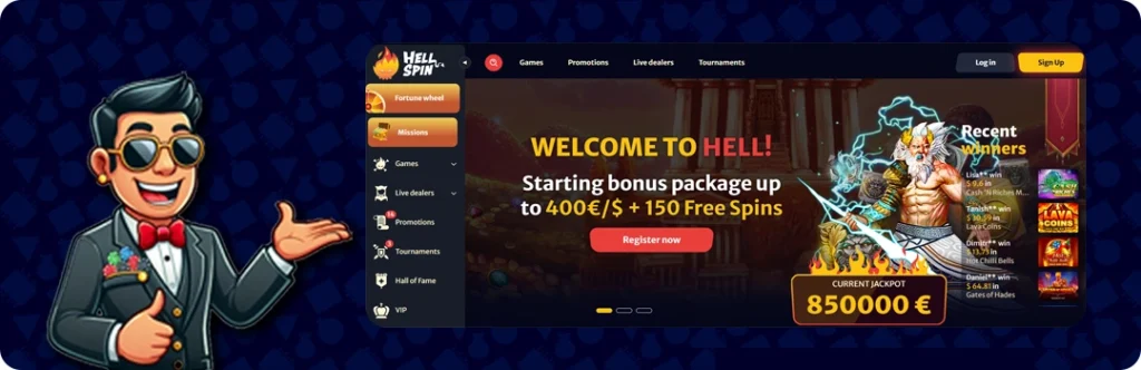 HellSpin Casino — Up to 400€/$ + 150 Free Spins