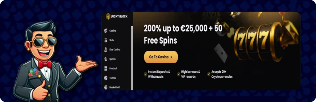 Lucky Block — 200% up to €25,000 + 50 Free Spins