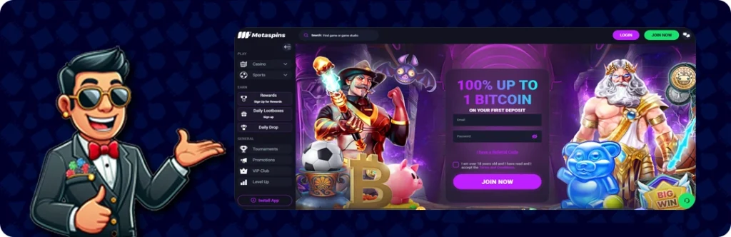 Metaspins — 100% Up To 1 Bitcoin On Your First Deposit