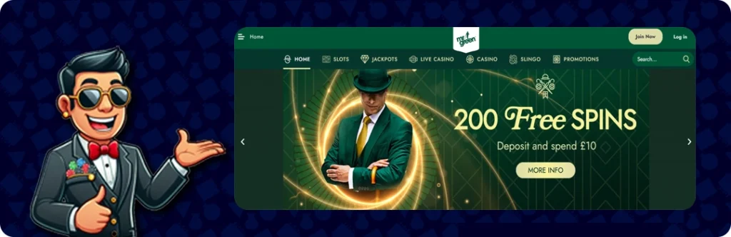 Mr Green — 200 Free Spins Deposit and spend €10