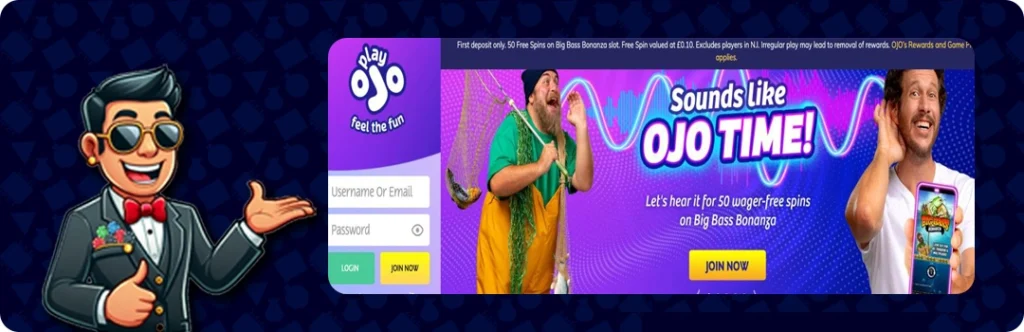 PlayOJO Casino — 50 wager-free spins