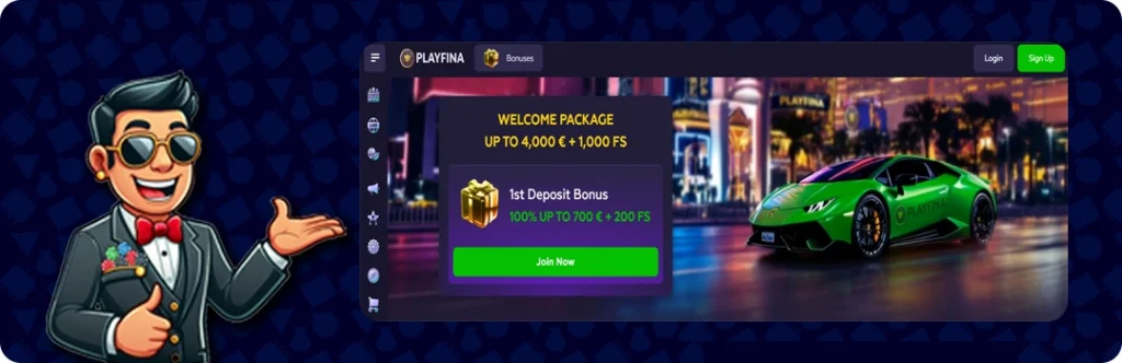 Playfina — 100% Match up to $700 + 200 Free spins