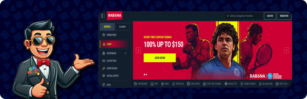 Rabona — Match Bonus 100% Up to $150