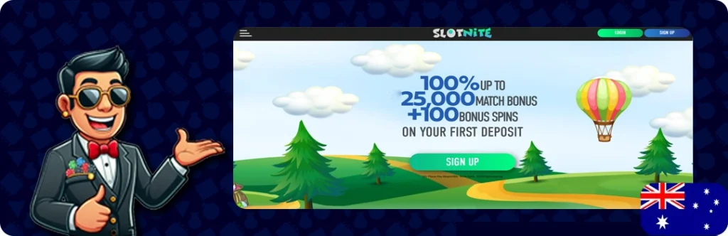 Slotnite Casino — 100% Up to 25,000 match bonus + 100 Spins