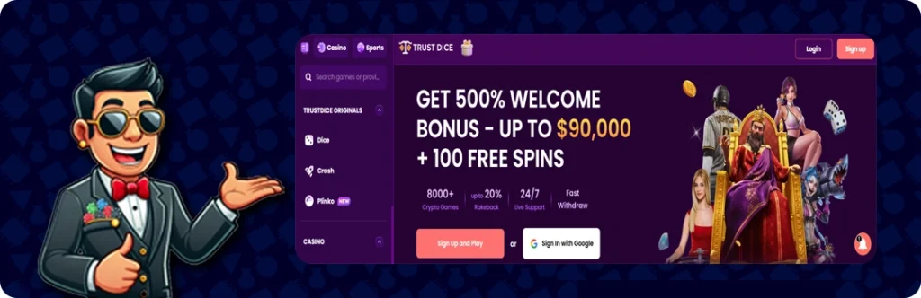 Trust Dice — Get 500% Welcome Bonus - Up To $90,000 + 100 Free Spins