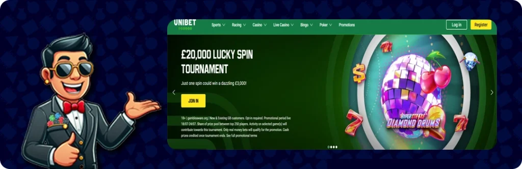 Unibet — €20,000 Lucky Spin tournament win €3,000