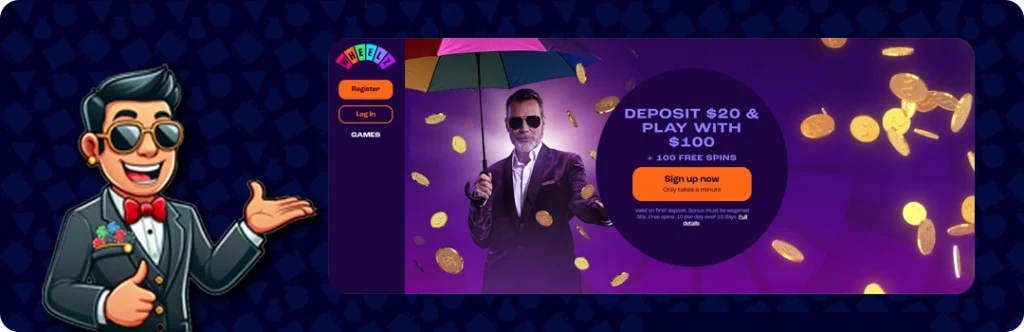 Wheelz Casino — 100% up to $300 + 100 Free Spins