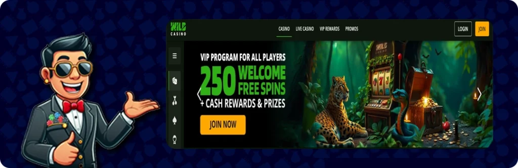 Wild Casino — 250% Welcome Free Spins + Cash rewards & prizes