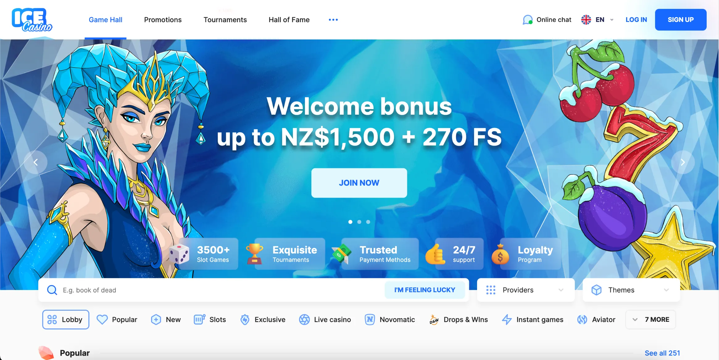 Screenshot of Ice Casino In New Zealand