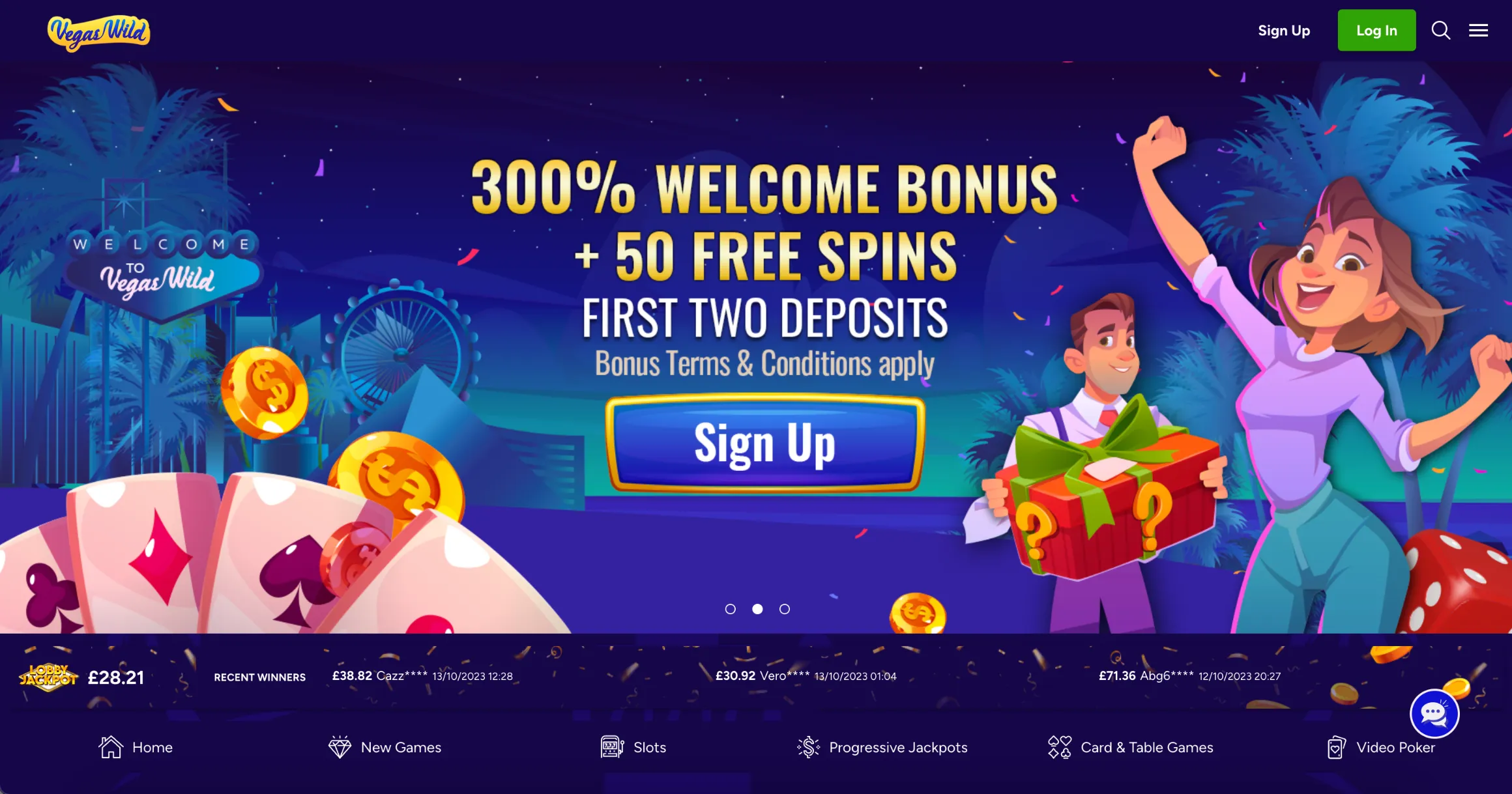 Screenshot of Vegas Wild Casino in the United Kingdom