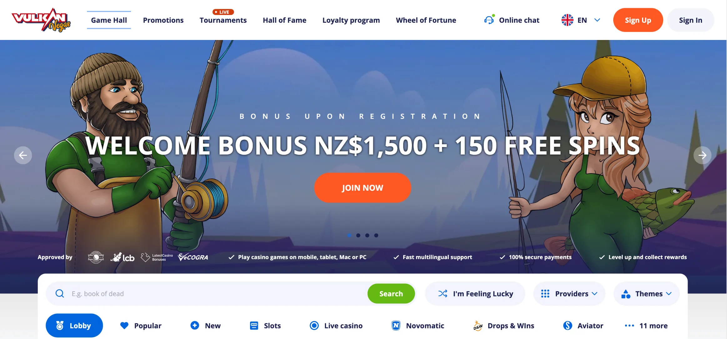 Screenshot of Vulkan Vegas In New Zealand